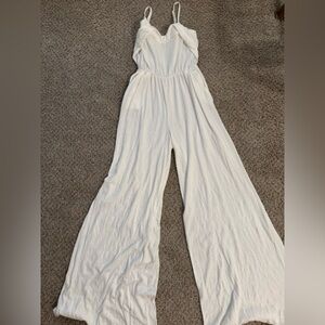 Coincidence and chance white jumpsuit cover up size small. Breezy